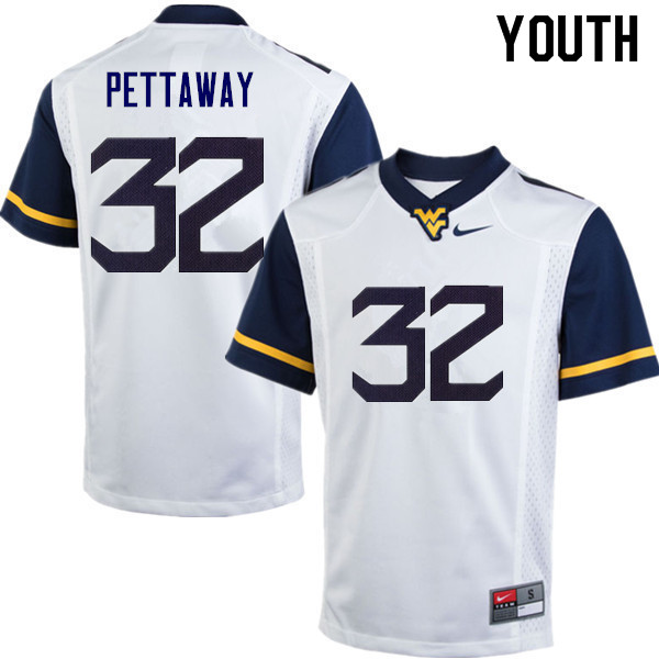 NCAA Youth Martell Pettaway West Virginia Mountaineers White #32 Nike Stitched Football College Authentic Jersey QW23N64WM